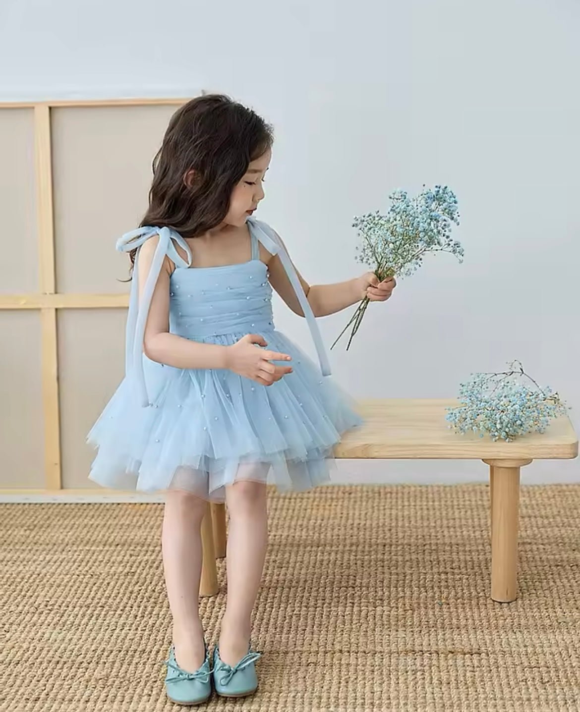 Kids little girls Ballerina Pearl Dress - Blue (limited edition