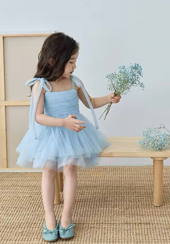 Kids little girls Ballerina Pearl Dress - Blue (limited edition) - Fox Baby & Co