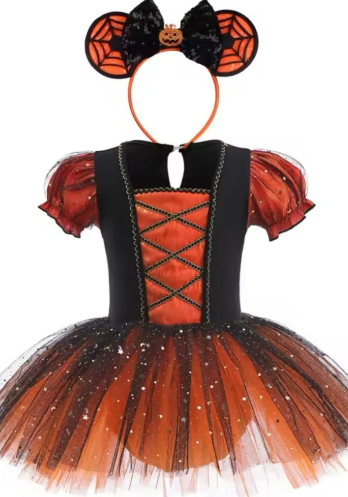 Witch Queen Halloween Tutu Romper with headband - Orange - Fox Baby & Co