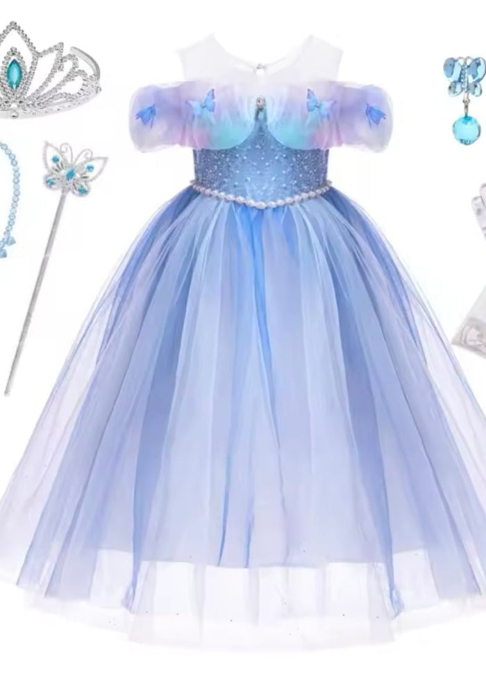 Blue Whimsical Princess Luxe Party Dress & Accessories (pre order) - Fox Baby & Co
