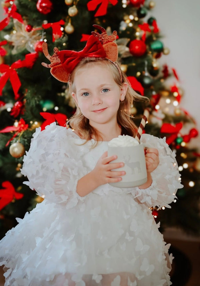 Madelyn Flower Girl Butterfly Luxe Little Girls Tulle Dress - White - Fox Baby & Co