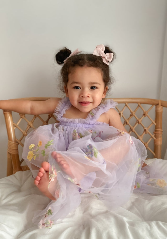 Arabella Garden Floral Tulle Birthday Dress - lilac - Fox Baby & Co