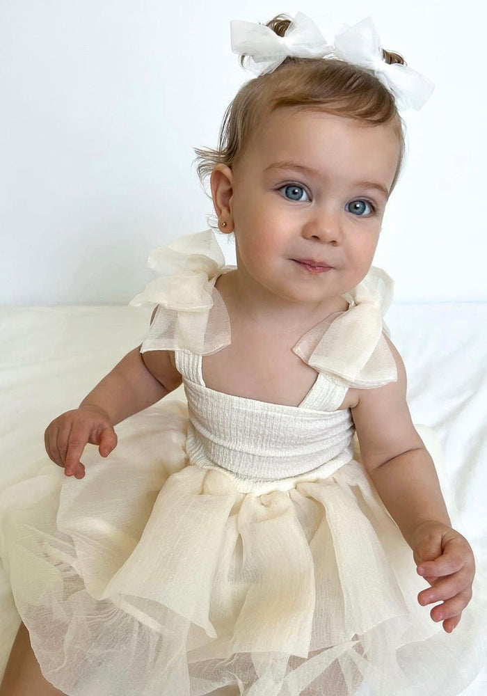 Little girl Mirabelle Tutu Birthday Dress - Ivory - Fox Baby & Co