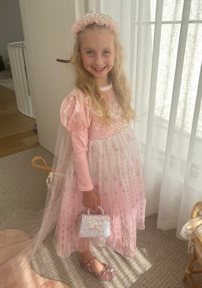 Aurora Lace Pink Princess Long Sleeve Party Dress Costume & Cape - Fox Baby & Co