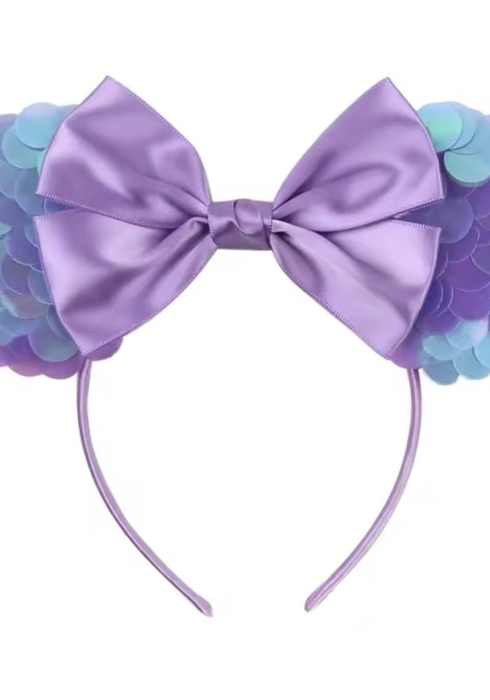 Mermaid Bow Animal Ears Headband - Purple (pre order) - Fox Baby & Co
