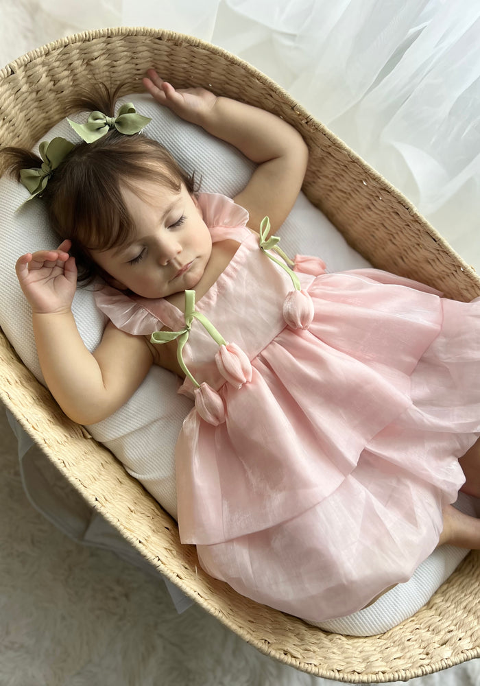 Spring Tulip Puff Frill Dress - Pink