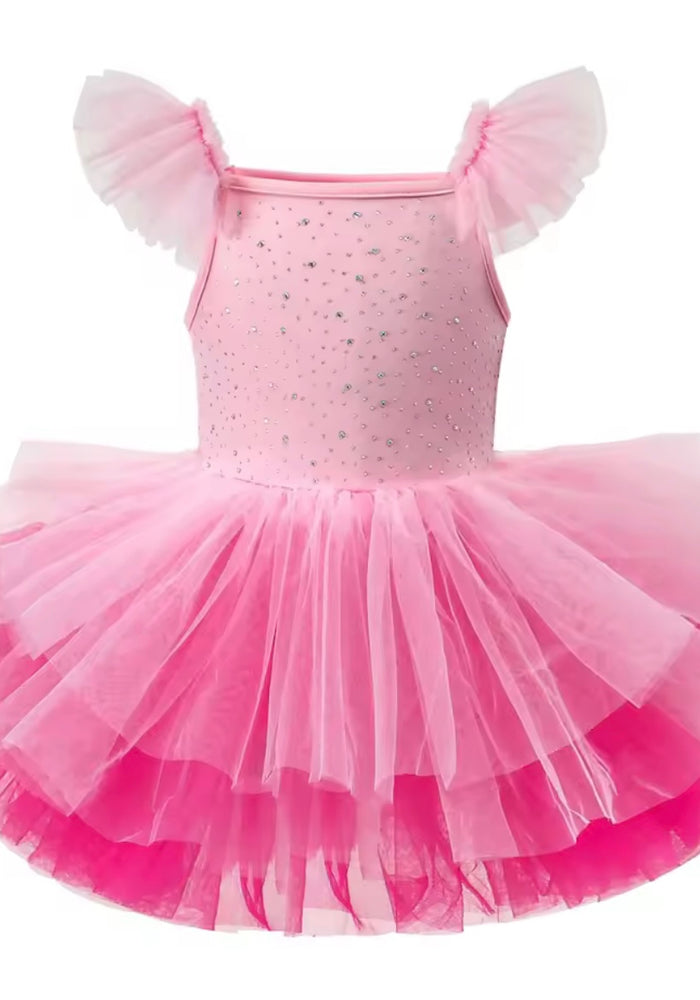 Luxe Ballerina Sparkle Tulle Tutu Leotard - Pink