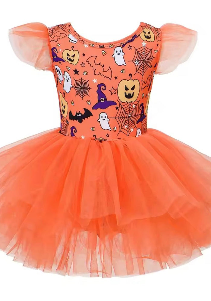 Halloween Ballerina Shimmer Tulle Tutu Leotard - Pumpkin(pre order) - Fox Baby & Co
