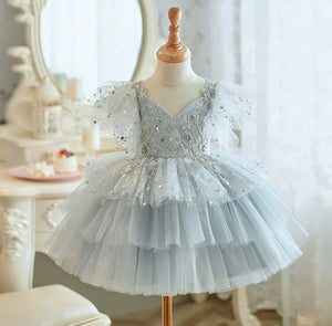 Kids girls Whimsical Sparkle Luxe Party Tulle Dress - Grey (Pre order)