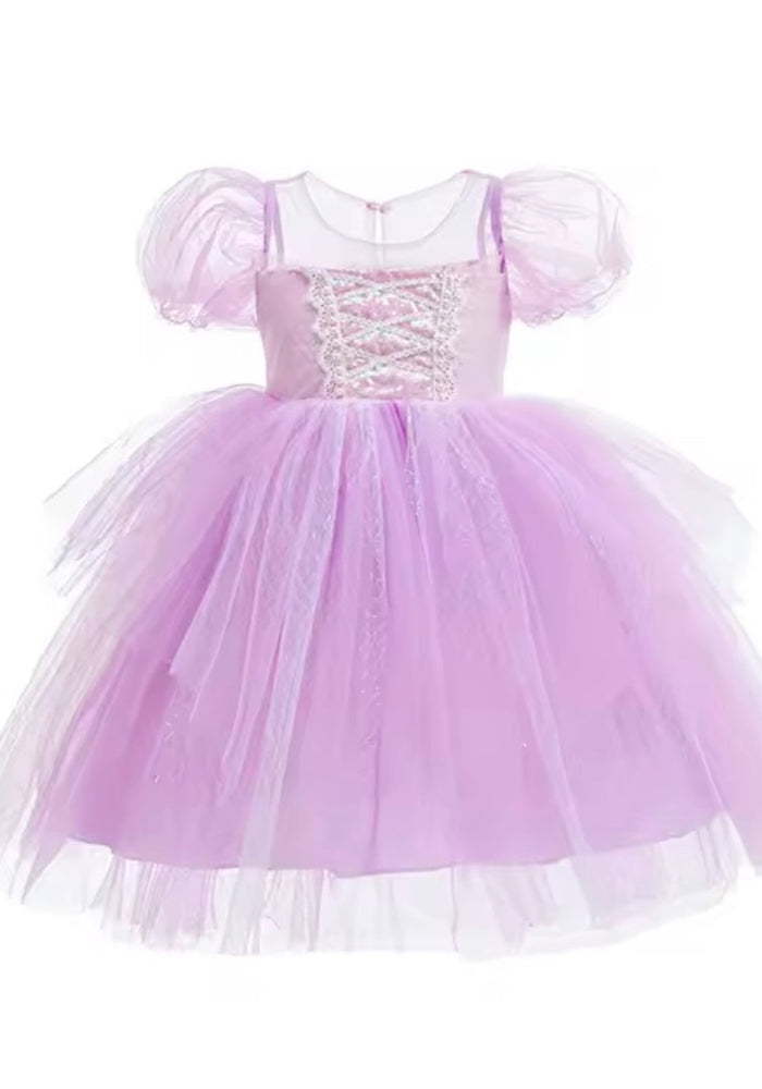 Whimsical Rapunzel Princess Puff Sleeve Party Dress Costume - Fox Baby & Co