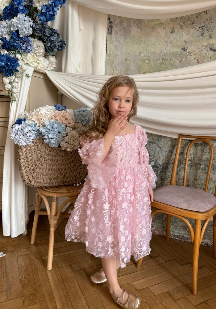 Flowergirl Sparkle Wonderland Long Sleeve Luxe Tulle Dress - Pink - Fox Baby & Co