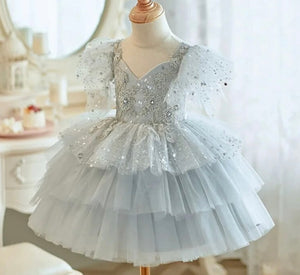 Kids girls Whimsical Sparkle Luxe Party Tulle Dress - Grey (Pre order)