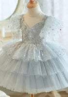 Load image into Gallery viewer, Kids girls Whimsical Sparkle Luxe Party Tulle Dress - Grey (Pre order)
