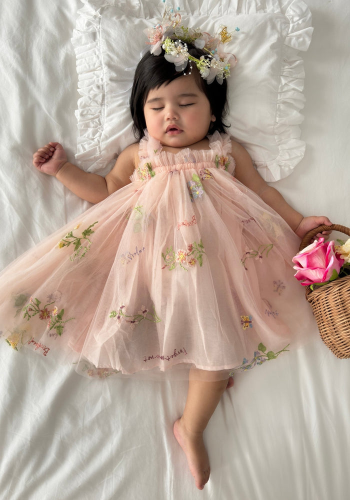 Arabella Garden Floral Tulle Birthday Dress - Pink - Fox Baby & Co