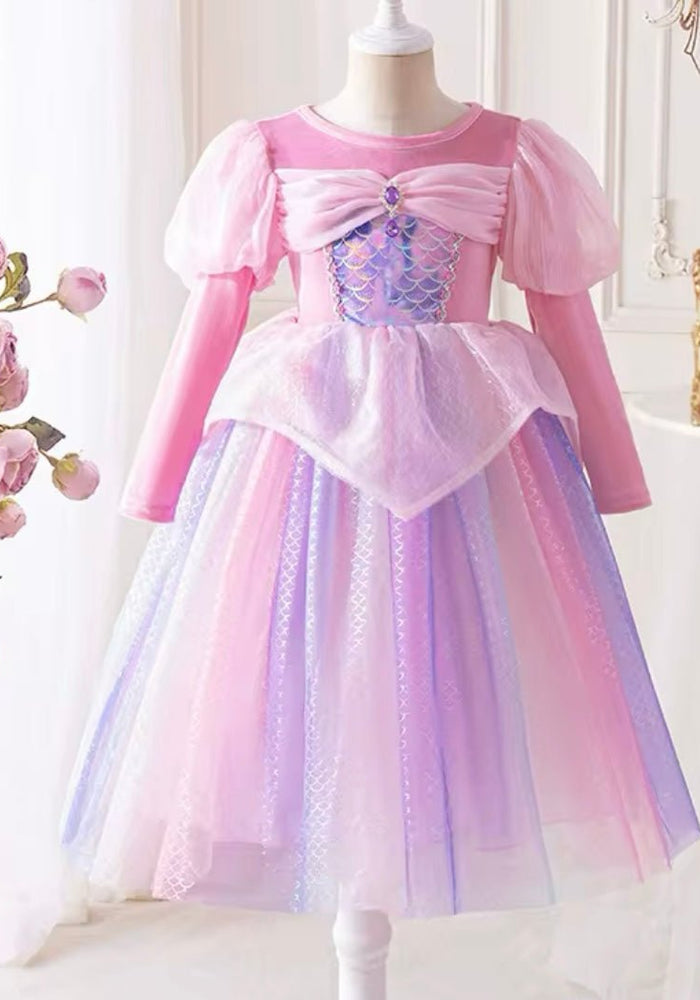 Enchanted Mermaid Princess Birthday Long Sleeve Party Dress Costume - Fox Baby & Co