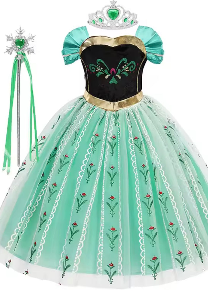 New Anna Princess Birthday Party Dress Costume, Crown & Wand Set (Pre order)