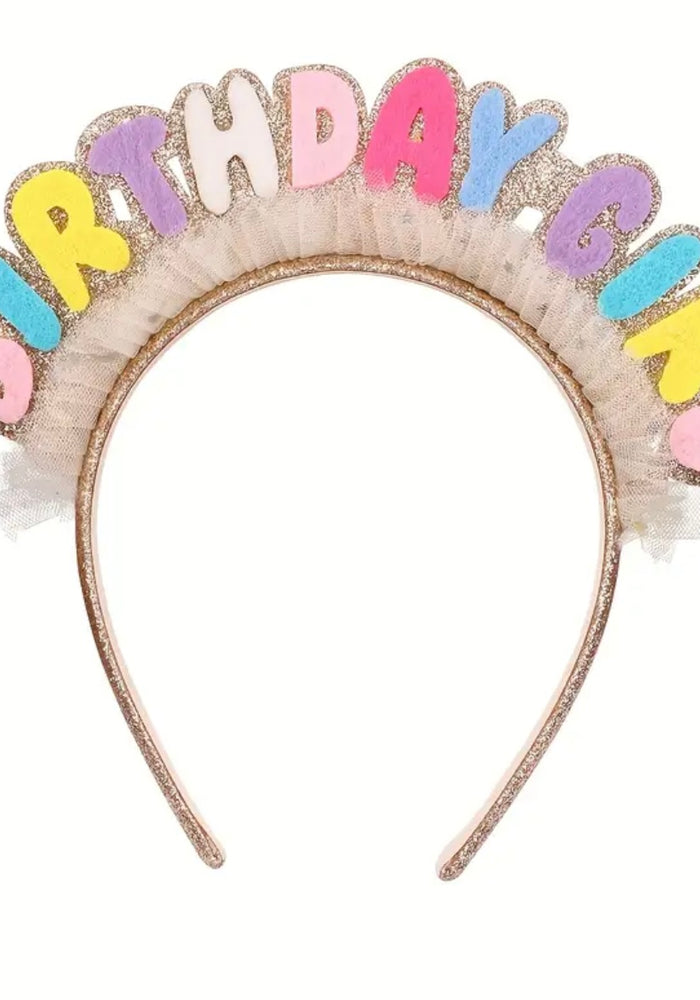 Rainbow Birthday Girl Crown Headband