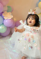 Load image into Gallery viewer, Everly Garden Flower Luxe Little Girls Tulle Dress - White (pre order) - Fox Baby & Co