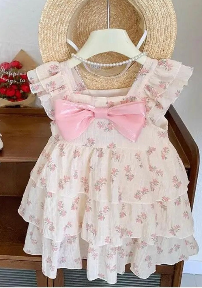 Florence Floral Frill Dress - Pink (pre order)