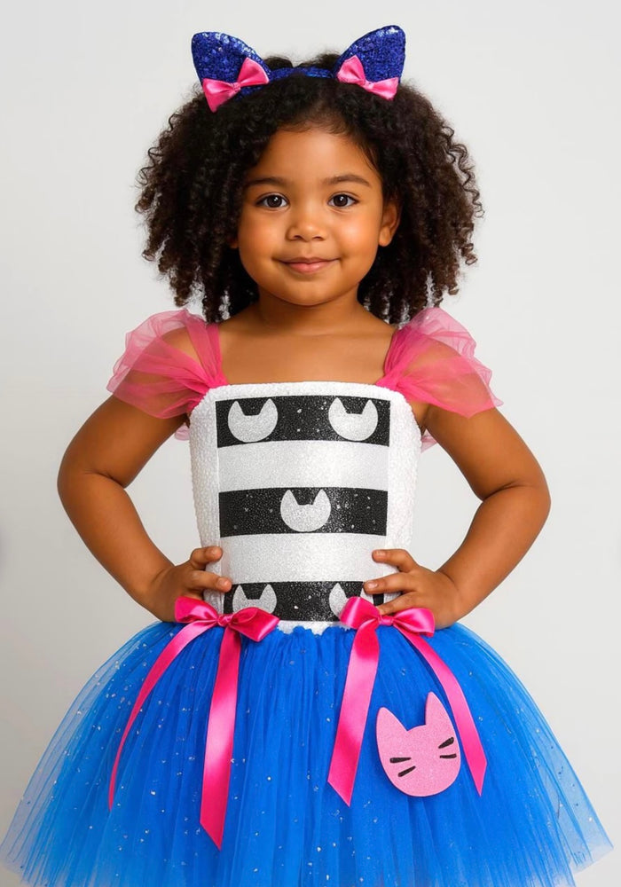 Gabby’s Dollhouse Inspired Tutu Dress with Sequins Cat Ears - Halloween Costume