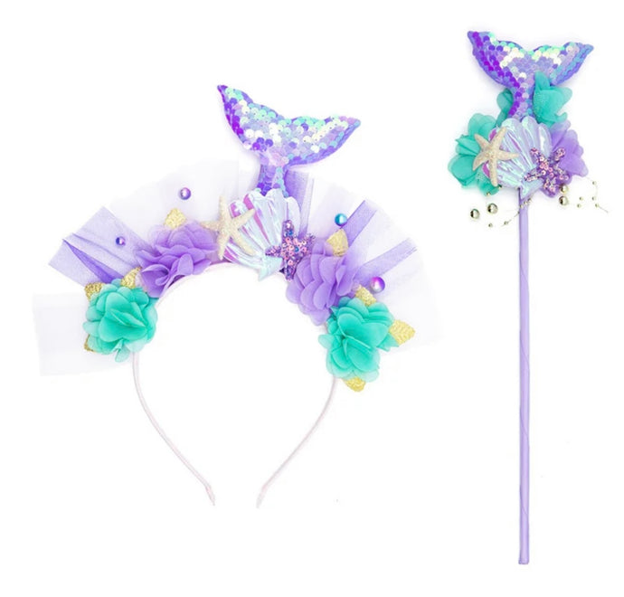 Ariel Mermaid Princess Wand & Headband Set