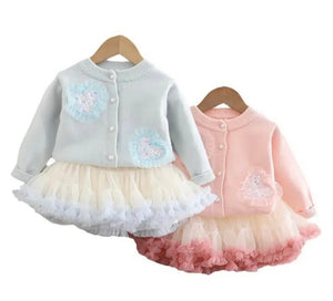 Sparkle Heart Knitted Cardigan & Tulle Tutu (pre order)
