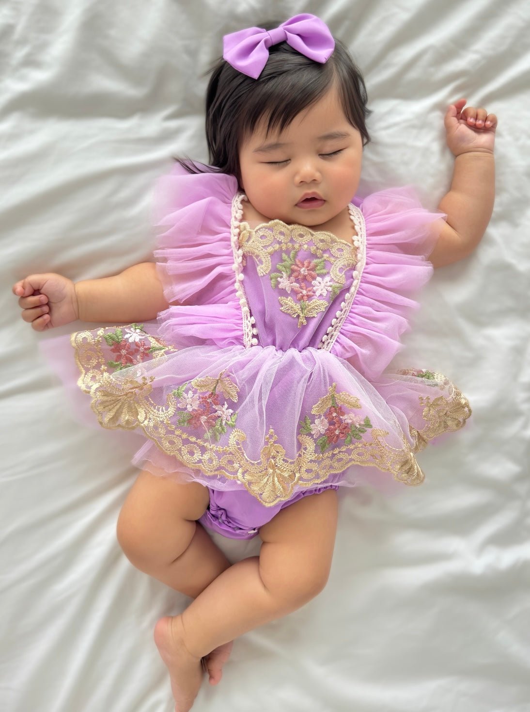 Dress Pink And Purple Tutu For Baby Vintage Floral Tutu Birthday Romper Lilac (pre Order) – Fox Baby