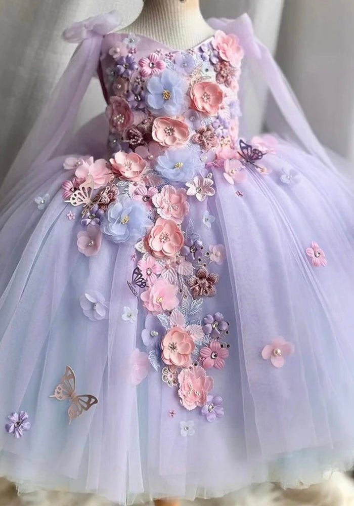 Iris Butterfly Luxe Little Girls Tulle Dress - Lilac - Fox Baby & Co