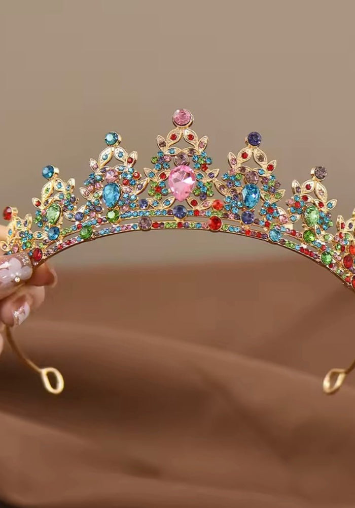 Luxe Tiara Gold Birthday Crown - Rainbow (pre order) - Fox Baby & Co