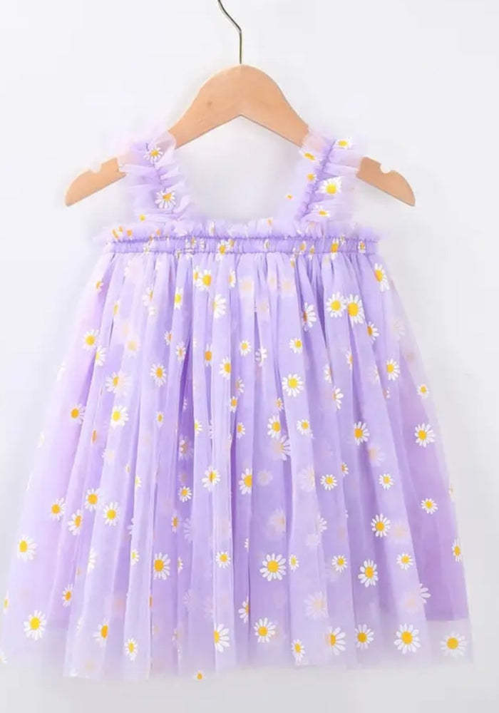 Kids little girl Arabella Daisy Tulle Dress - Purple