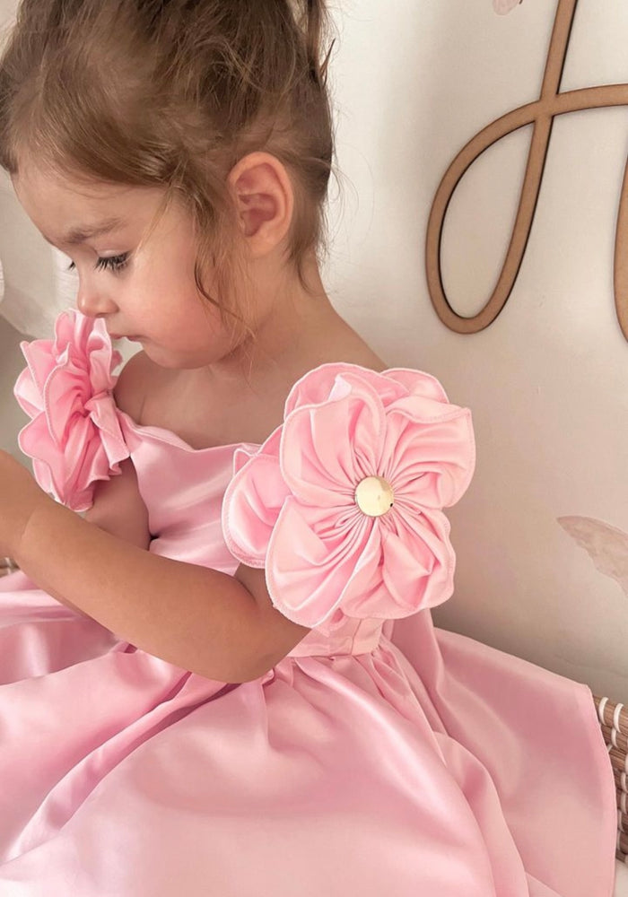 Kids little girls Talulah Flower Party Dress - Pink (pre order) - Fox Baby & Co