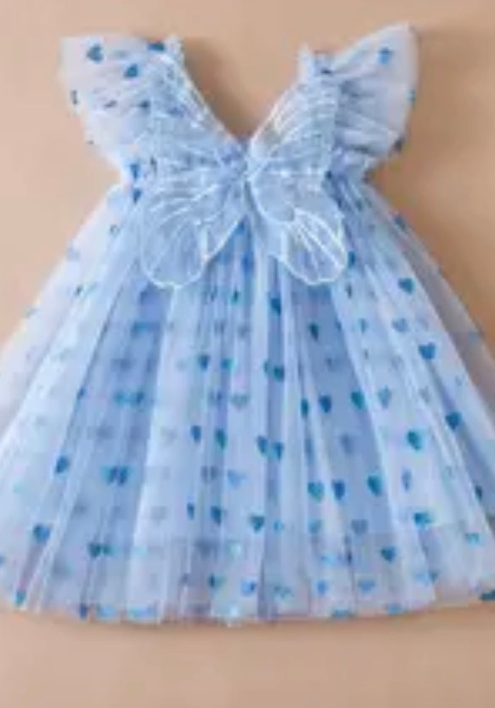 Pixie Butterfly Tulle Dress - Blue Hearts
