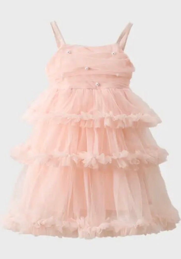 Darling Pearl Tulle Birthday Dress - Blush (pre order)