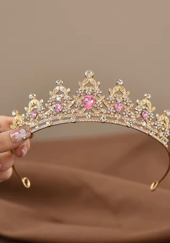 Luxe Tiara Gold Birthday Crown - Pink - Fox Baby & Co
