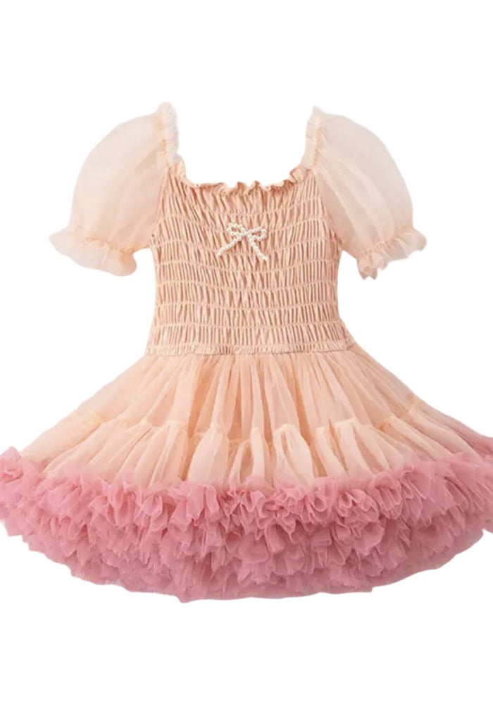 Kids little girls Ballerina Princess Tutu Dress - Peach/Pink - Fox Baby & Co
