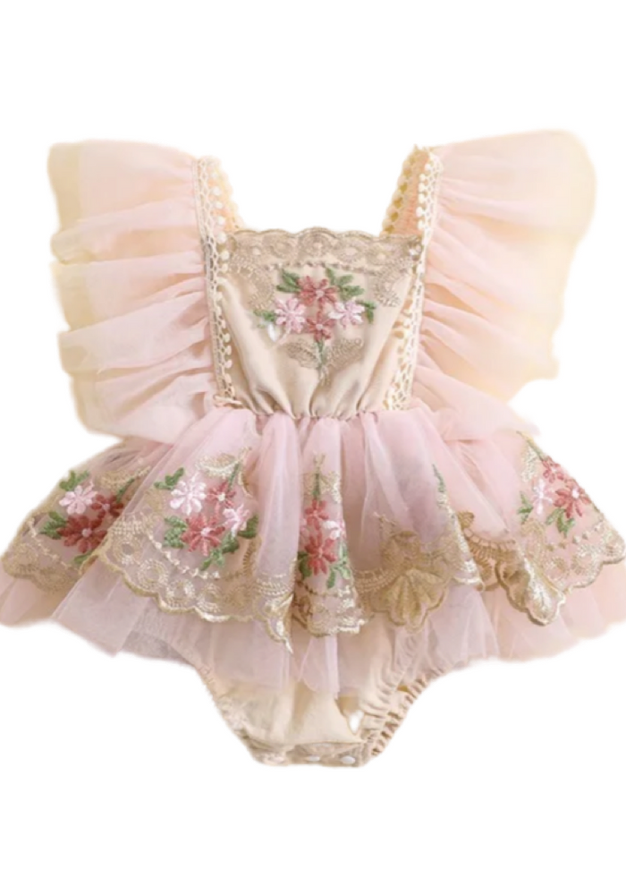 Vintage Floral Tutu Birthday Romper