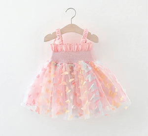 Kids little girl Fairy Rainbow Wings Tulle Dress