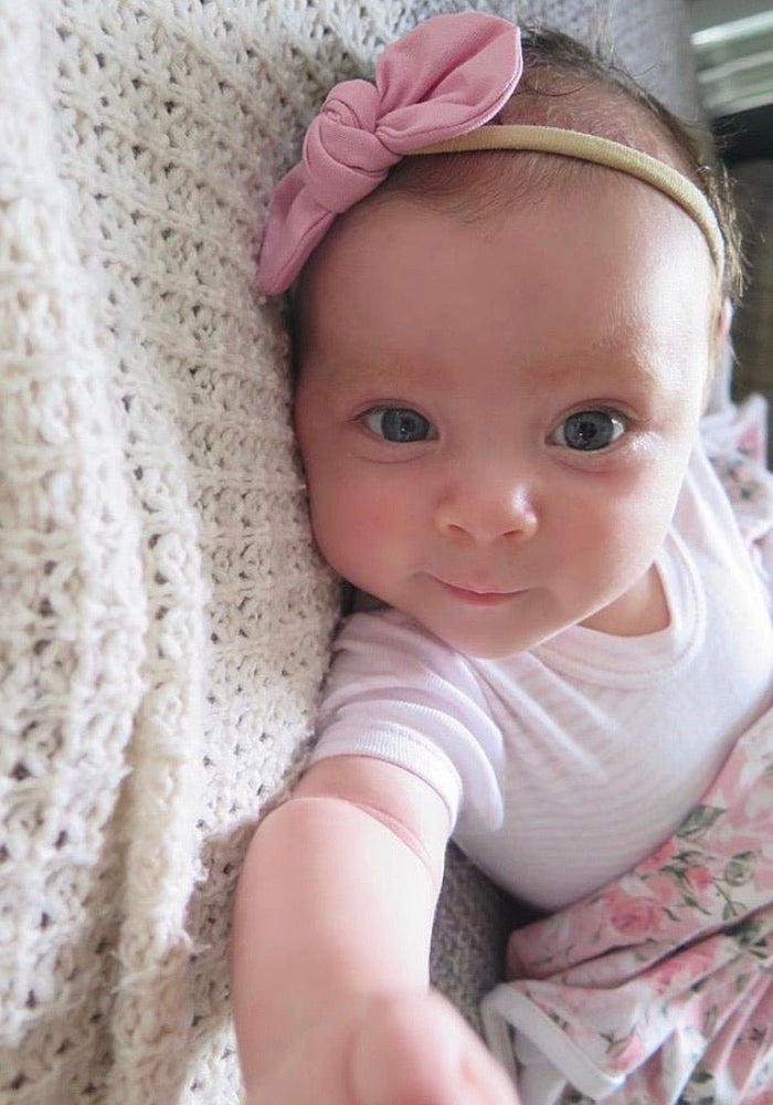 Harper Baby Bow Headband - Dusty Rose - Fox Baby & Co