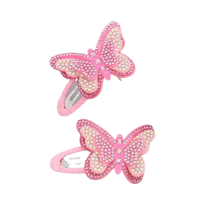 Butterfly Pink Sparkle Clip Set