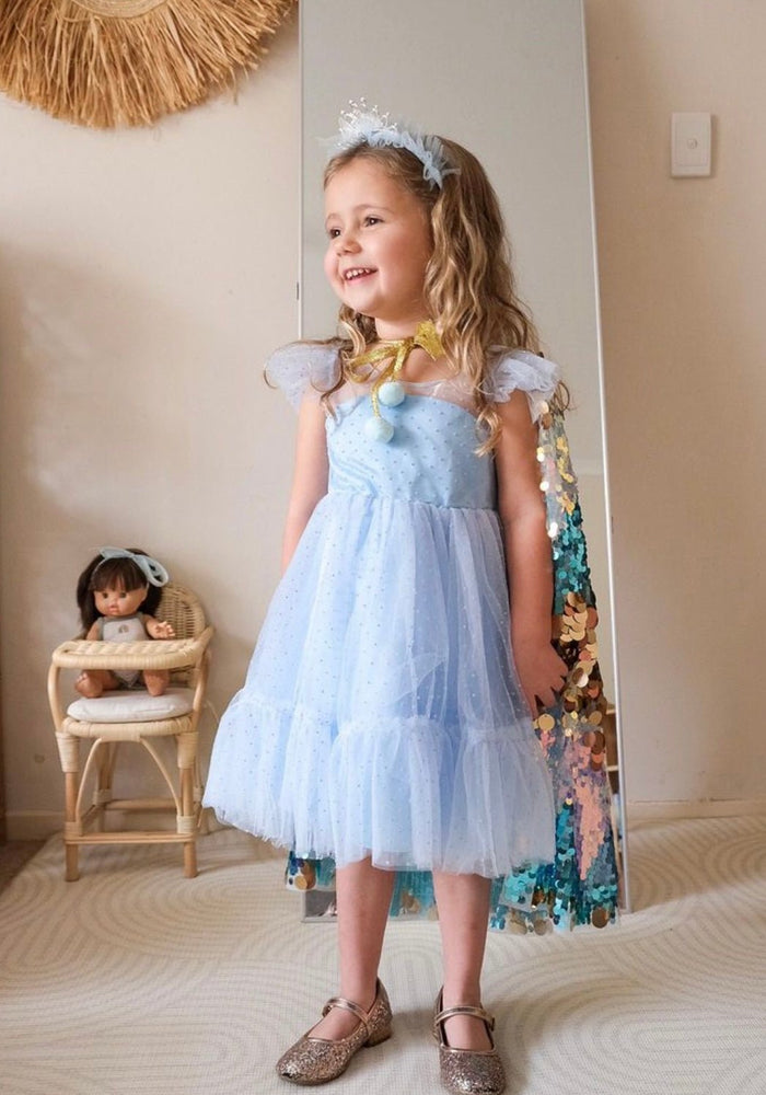 Kid little girl Blue Princess Birthday Tulle Dress - Fox Baby & Co