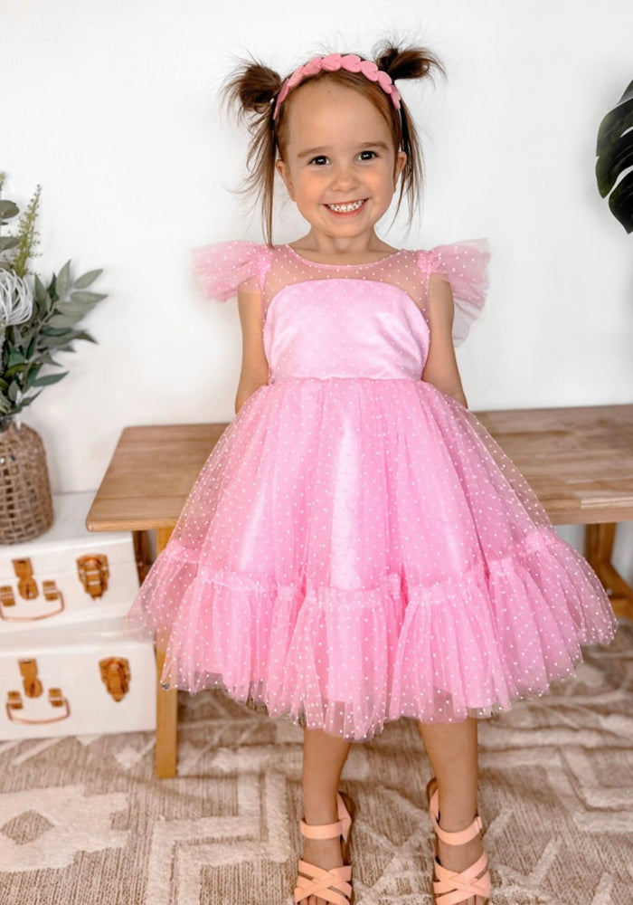 Kid little girl Pink Princess Birthday Tulle Dress - Fox Baby & Co