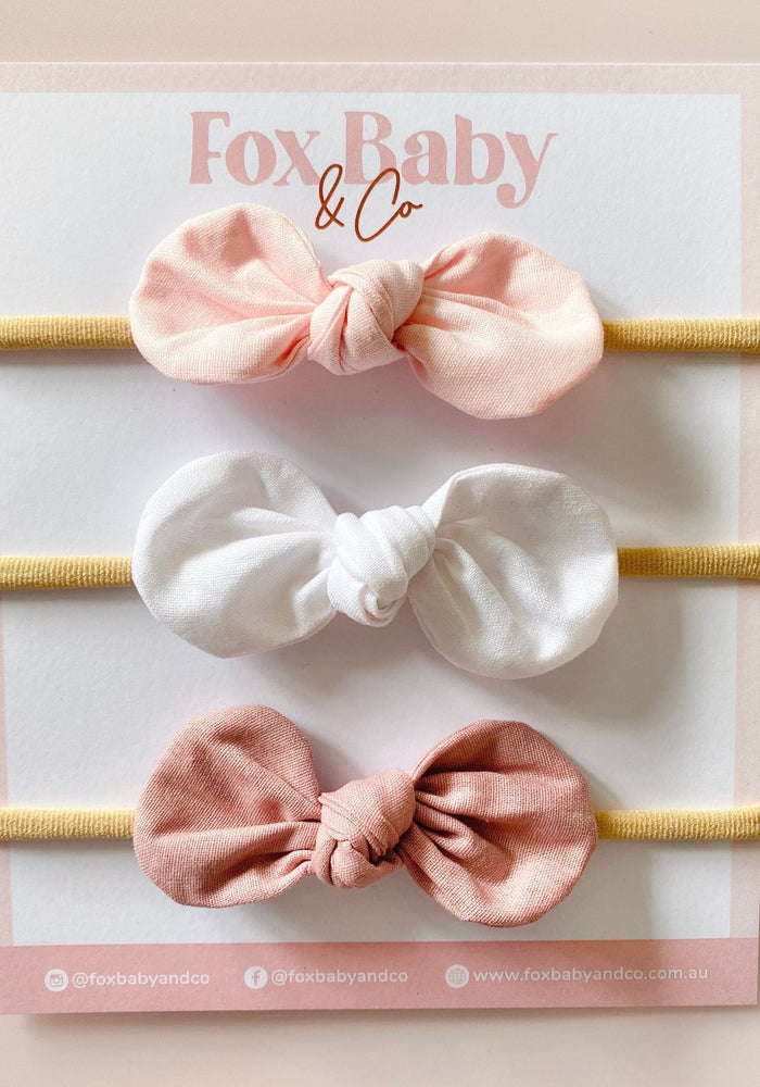 HARPER BOW SET - Baby pink, White & Dusty Rose - Fox Baby & Co