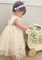 Load image into Gallery viewer, Kids little girls Arabella Daisy Tulle Dress - White/Yellow - Fox Baby & Co