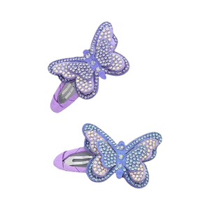 Butterfly Purple Sparkle Clip Set