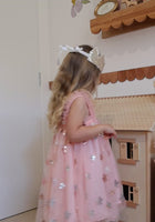 Load and play video in Gallery viewer, Christmas Tutu Stars & Moons Little Girls Tulle Dress - Pink