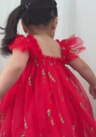 Load and play video in Gallery viewer, Candy Cane Christmas Little Girls Tulle Dress - Red (pre order)
