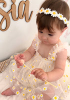 Load image into Gallery viewer, Kids little girls Arabella Daisy Tulle Dress - White/Yellow
