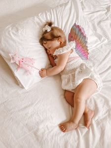 Kids little girls Rainbow Fairy Wings and wand Birthday set - pink
