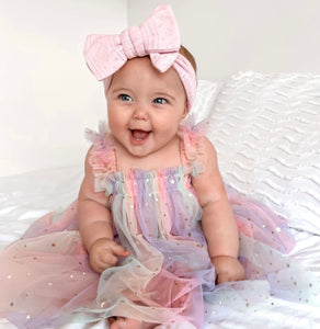Kids little girls Arabella Tulle Fairy Birthday Dress - Rainbow Pink