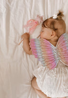 Load image into Gallery viewer, Kids little girls Rainbow Fairy Wings and wand Birthday set - pink (pre order)
